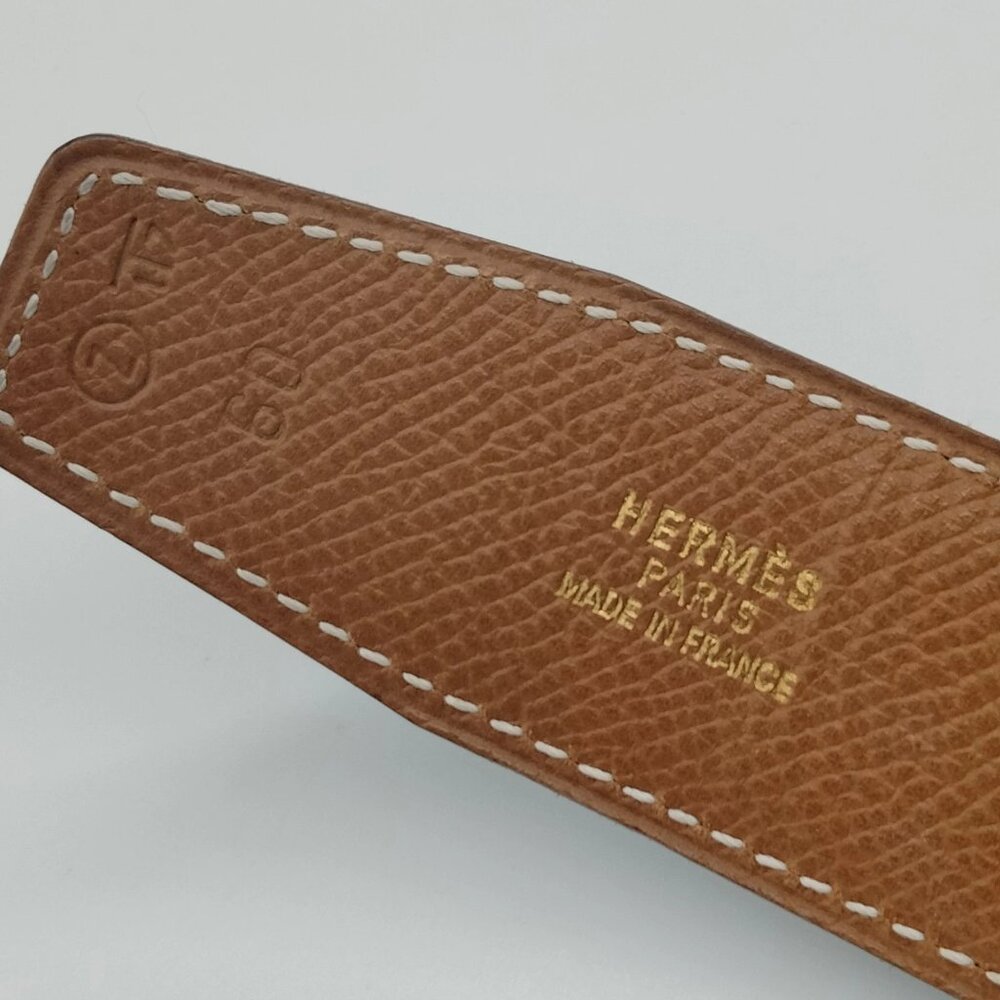 Authentic Hermès H Buckle Reversible Leather Belt Black Brown Gold - Picture 8 of 10
